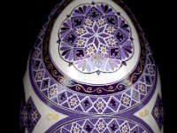 Purple Cross Ukrainian Easter Egg Pysanky By So Jeo : Pysanky pysanka ukrainian ukraine easter egg batik art purple goose oak leaves meander stars lavendar white diamonds nets sojeo